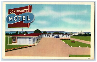 #ad c1940 Don Frantz Motel Adjacent State Ferry Dock St. Ignace Michigan MI Postcard $19.47