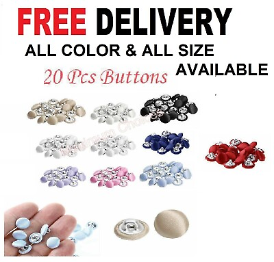 #ad 20 Satin Covered Buttons 15mm Fabric Gowns Blouses Coat BUY 3 GET 1 QTY FREE $9.49