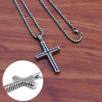 #ad Steel Stainless Necklace Silver Women Men Cross Mens Boys Pendant Vintage $5.92