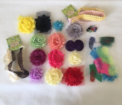 #ad Baby Shower Station DIY Baby Bows and Headbands Flowers Alligator Clips Feathers $14.50