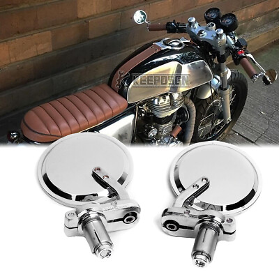 #ad Round Motorcycle 7 8quot; Bar End Mirrors Chrome For Honda Suzuki Triumph Kawasaki $22.80