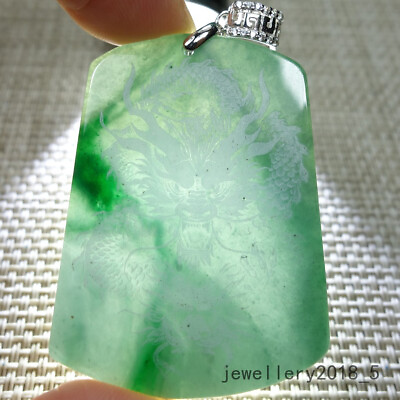 #ad Certified Icy Green Burma 100% Natural A jadeite jade Pendant Dragon 龙 $35.00