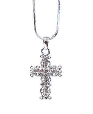 #ad Clear Crystal Cross Pendant Necklace $16.95