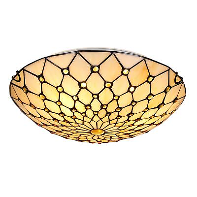 #ad Tiffany Flush Mount Ceiling Light 3 Light 16 Inch Stained Glass Ceiling Light... $175.31