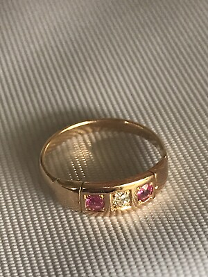 #ad Antique Victorian Gold Diamond and ruby Ring with Original box. AU $1350.00
