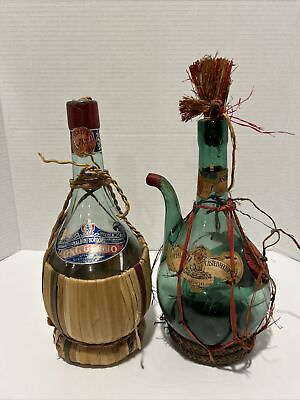 #ad Vintage Wine Bottles 1957 1962Straw Bottom And Cork. One Wrapped Twine. $30.00