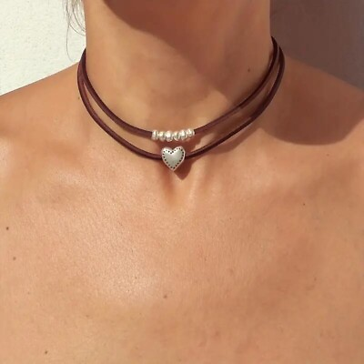 #ad Bohemian Double Layer Love Clavicle Chain Simple Necklace Women Girls Gift New $12.98
