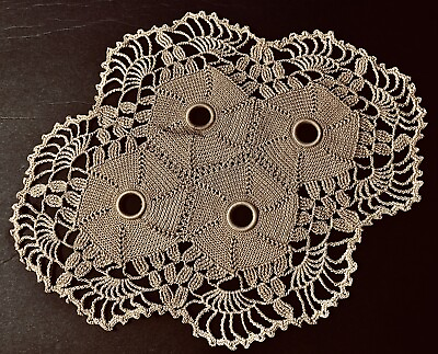 #ad Vintage Crochet Beige Doily Approximately 8 1 2 x 10quot; Mpdern Table Decor $8.50