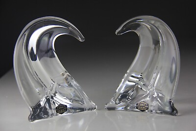 #ad Saint Louis France Crystal Solid Wave Bookends $249.99