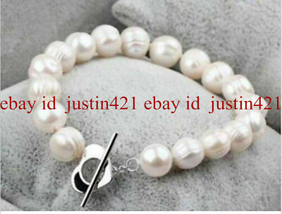 #ad Genuine Natural 11 12MM White Baroque Freshwater Cultured Pearl Bracelet 7.5quot; $10.99