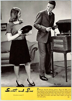 #ad 1940#x27;s TEEN COUPLE PLAYING RECORDS 7.5quot;X10.75quot; Magazine Photo Clipping Page M37 $5.00