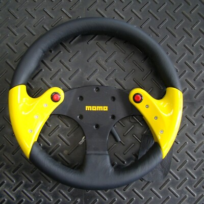 #ad Genuine Rare Authentic Momo Tornado 350mm steering wheel Yellow C $295.00