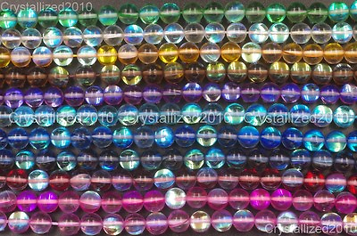 #ad Top Crystal Glass Round Glitter Inside AB Coating Beads 6mm 8mm 10mm 12mm 15.5quot; $4.97