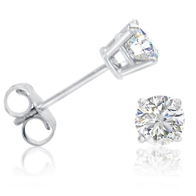 #ad Luxury 14K White Gold 1 3 CTW Diamond Stud Earrings Timeless Elegance $144.99