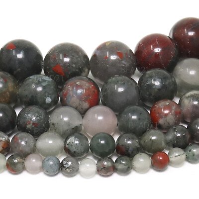 #ad African Bloodstone Beads Gemstone Round Loose 4mm 6mm 8mm 10mm 12mm 15.5quot; Strand $7.98