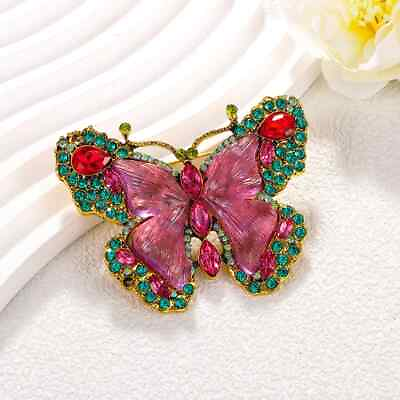 #ad #ad Retro Crystal Butterfly Brooch Fashion Animal Insect Lady Luxury Brooch Pin $6.64