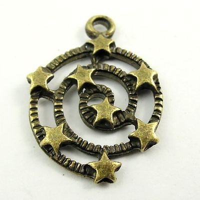 #ad 17*16*2mm antiqued style bronze alloy galaxy stars pendants charms 30pcs $3.98