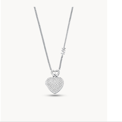 #ad Michael Kors Women#x27;s Michael Kors Sterling Silver Pave Heart Locket Necklace $120.00