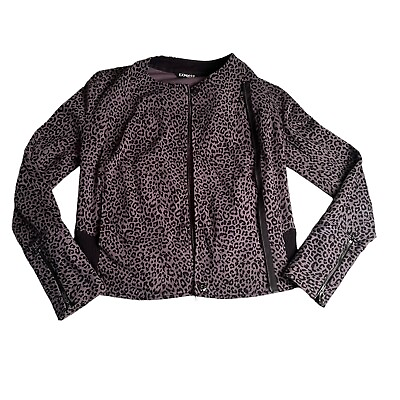 #ad Express Animal Print Jacket Size M Medium Women Zipper Sweater $14.99