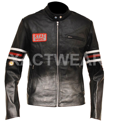 #ad House M.D RTAI Sports Genuine Leather Jacket Mens Casual Motorcycle Jacket $119.99