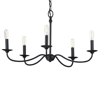 #ad Pacolet 28 in. 5 Light Textured Black Farmhouse Circle Chandelier by Progress L. $74.48