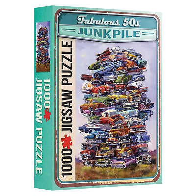 #ad TDC Games Fabulous 50s Junkpile Classic Car Jigsaw Puzzle 1000 pieces $25.99