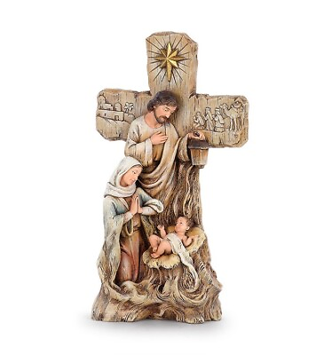 #ad Napco Holy Family Cross Mary Saint Joseph Jesus Statue Decor Figure $29.95
