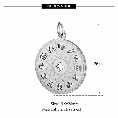 #ad Stainless Steel 12 Constellation Zodiac Astrology Charm pendant no chain $6.99