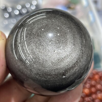 #ad Silver Obsidian Natural ball Quartz Crystal Sphere Reiki Healing Mineral 120g $26.99
