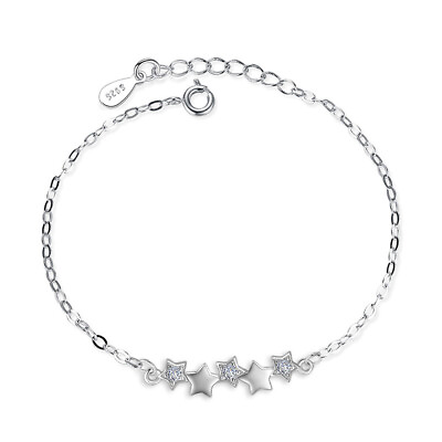 #ad 925 Sterling Silver Crystal Lucky Star Bracelet Women Girls Simple Jewelry Gift $6.91