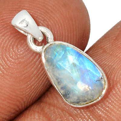#ad Faceted Natural Moonstone 925 Sterling Silver Pendant Jewelry CP19340 $14.99