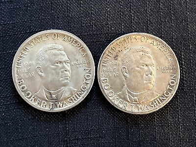 #ad 1946 United States silver 50 cents Booker T. Washington 90% Lot Of 2 $50.00