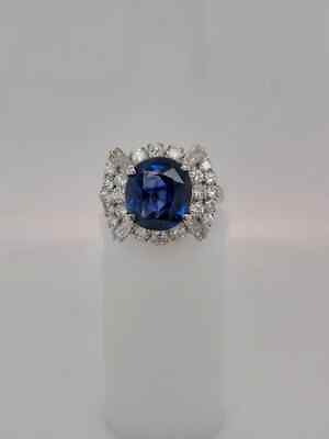 #ad 6.16 CARAT BLUE SAPPHIRE DIAMOND RING $6050.00