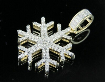 #ad Stunning Round Cut Simulated Diamond Snowflake Pendant 14K Yellow Gold Plated $133.20