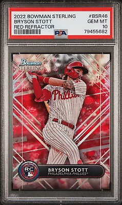 #ad Bryson Stott 2022 Bowman Sterling Red Refractor 5 PSA 10 RC $360.00