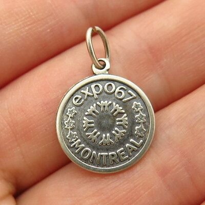 #ad 925 Sterling Vintage Old Stock quot;Expo 67 Montrealquot; Friendship Logo Charm Pendant $19.95
