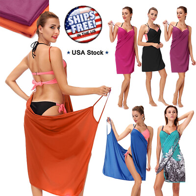 #ad Women Bathing Swimsuit Bikini Swimwear Wrap Beach Strap Dress Sarong One Size US $10.99