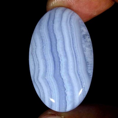 #ad 55.70Cts Natural Blue Lace Agate Cab Loose Gemstone Shape Oval Size 23x38x7mm $9.99