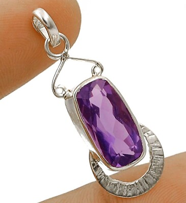 #ad Natural 6CT Amethyst 925 Solid Sterling Silver Pendant 1 1 2quot; Long NW4 8 $28.99