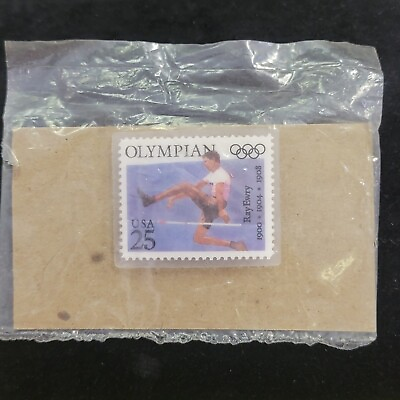 #ad RAY EWRY Track amp; Field 1900s Olympian USPS Stamp Lapel Pin Laminated Sealed $5.00