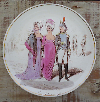 #ad POLYCHROME FAIENCE PLATE CREIL and MONTEREAU XIXth FASHION SINCE 100 YEARS N°5 $39.95
