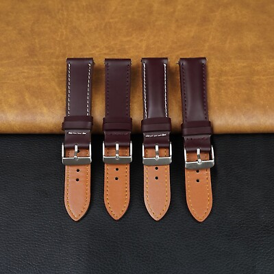 #ad Burgundy Watch Band Quick Release Men Leather Watch Strap Handmade Classic Gift $13.99