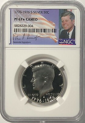 #ad 1776 1976 S NGC PF67 STAR CAMEO PROOF SILVER KENNEDY HALF JFK COIN SIGNATURE LB $25.00