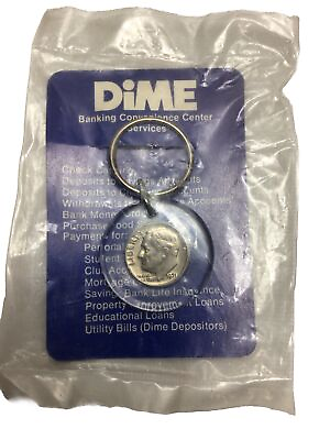 #ad NEW Vintage Coin Dime Key Chain Key Fob Ring The Dime Savings Bank of NY 1971 $7.99
