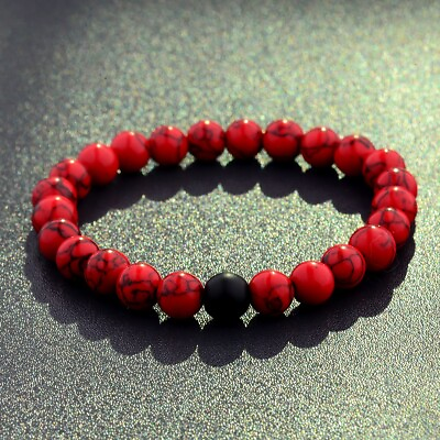 #ad 8mm Stone Red Turquoise Onyx Healing Beads Stretch Charm Bracelets For Women Men $7.08