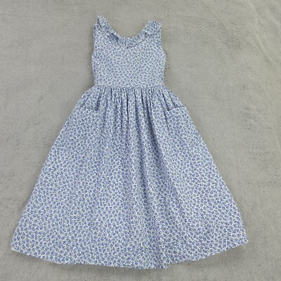 #ad Sarah Louise England Dress Girls 6X ? 26 In Chest Blue White Floral Cottagecore $71.85