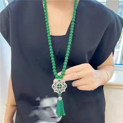 #ad gorgeous new design natural green agate necklace mm $262.24