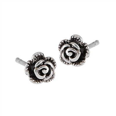 #ad Flower Rose .925 Sterling Silver Nature Plant Stud Earrings $10.19