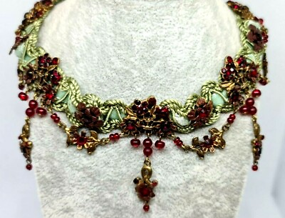 #ad Fabric Choker Necklac Michal Negrin With Pendant And Crystal. $173.13