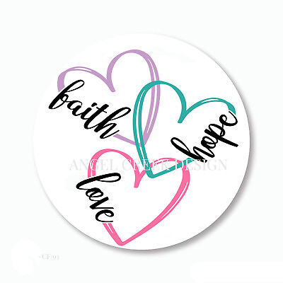 #ad Hearts Scrapbook Stickers Faith Love Hope Pastel Hearts Favors Envelope Seals $2.72